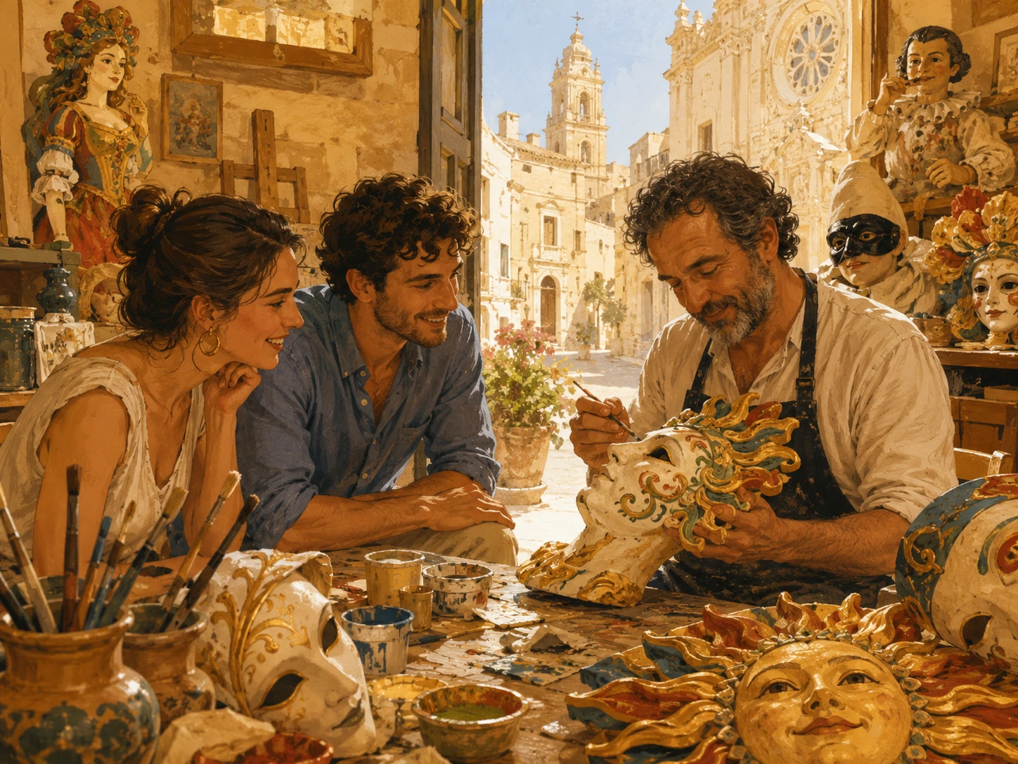 Artisan demonstrating Lecce's traditional papier-mâché craft
