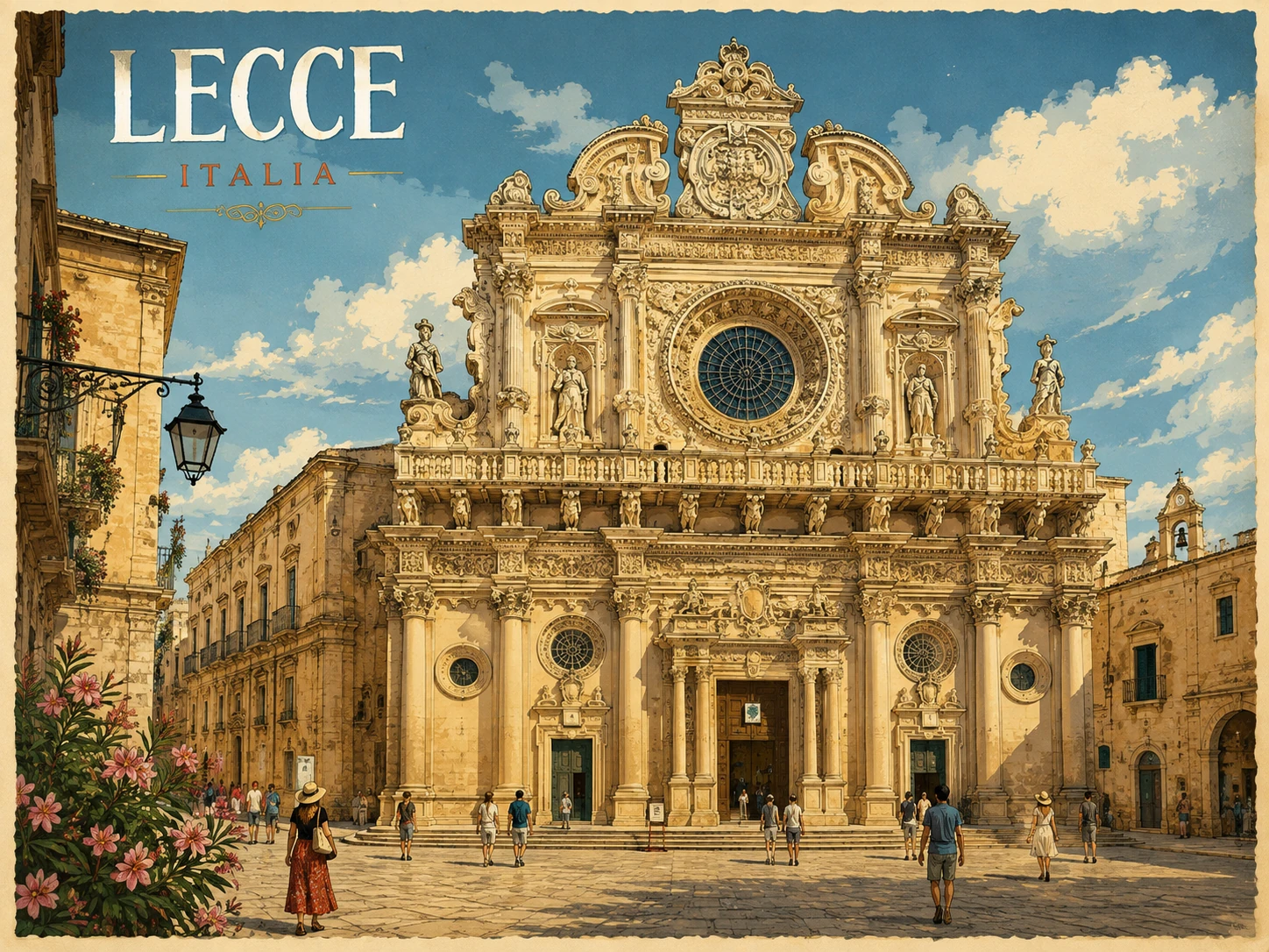 Ornate façade of the Basilica di Santa Croce in Lecce