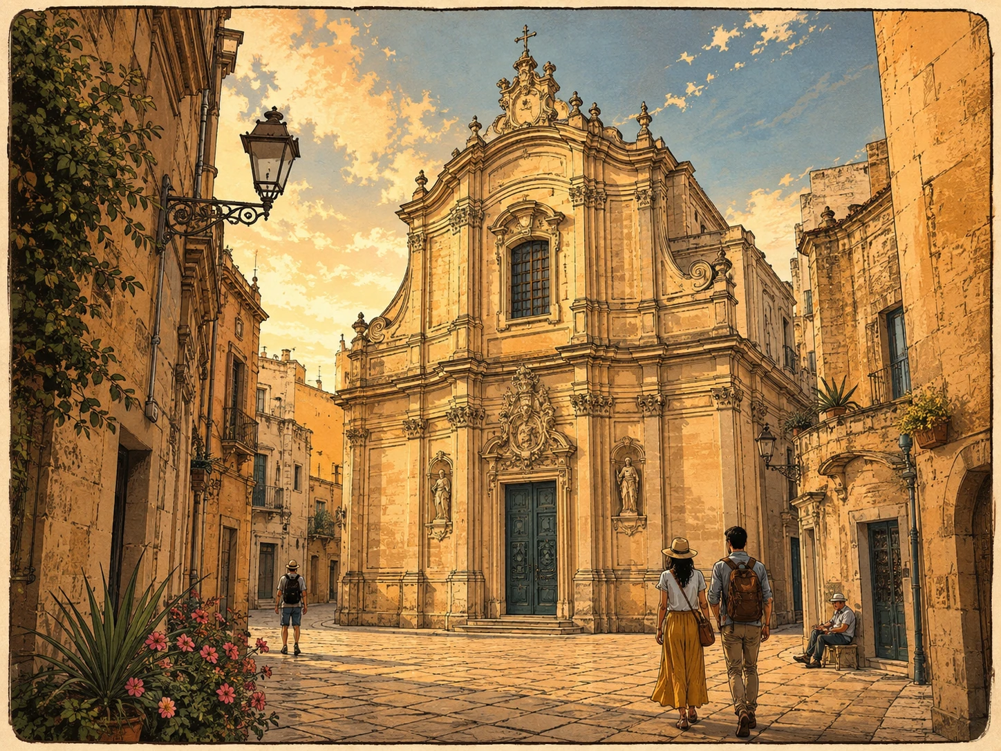 Chiesa di San Matteo in a quiet golden-stone square in Lecce