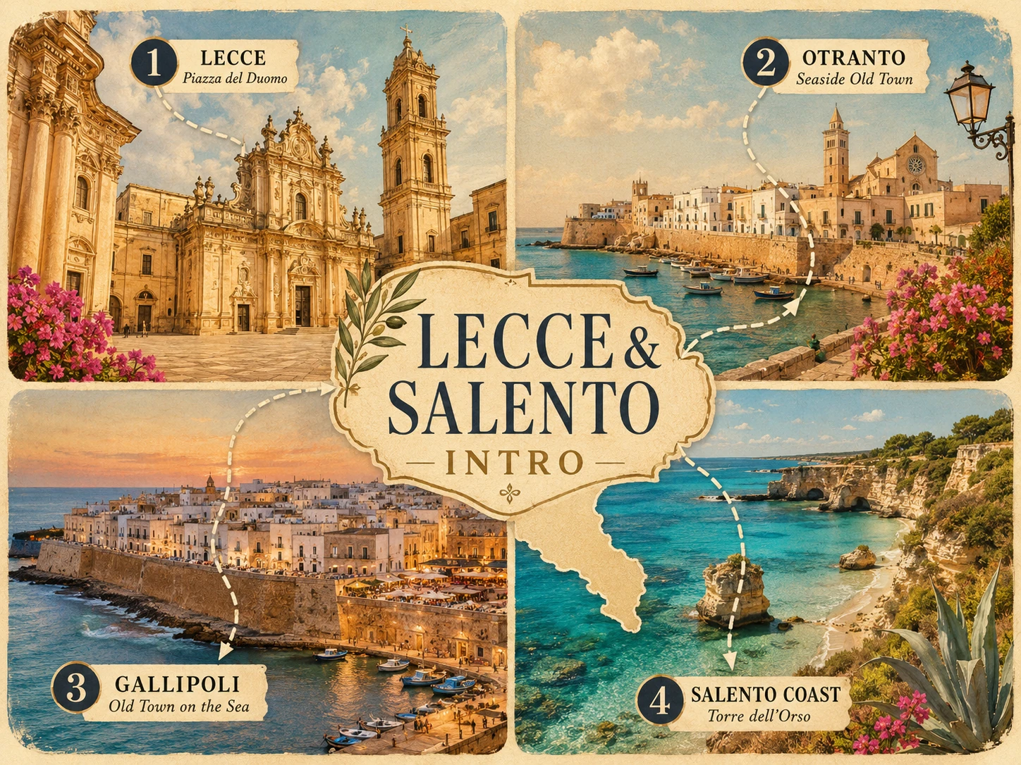 Lecce and Salento route combining Lecce, Otranto, Gallipoli and the coast