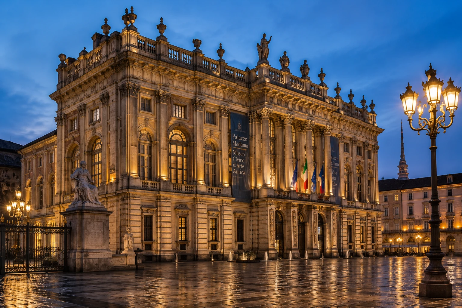 Illustration of Palazzo Madama in Piazza Castello, Turin