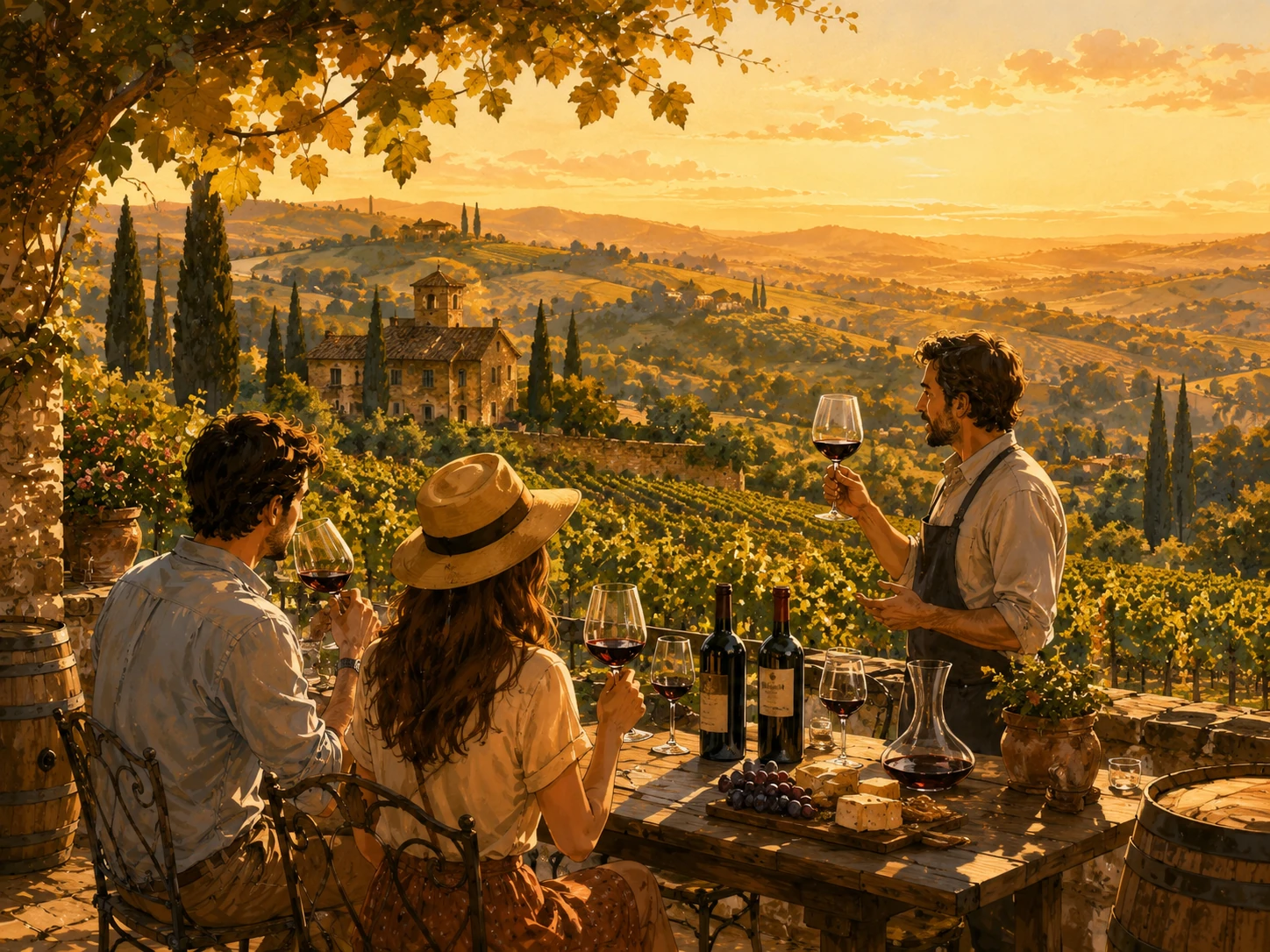Amarone wine tasting in a Valpolicella vineyard near Verona