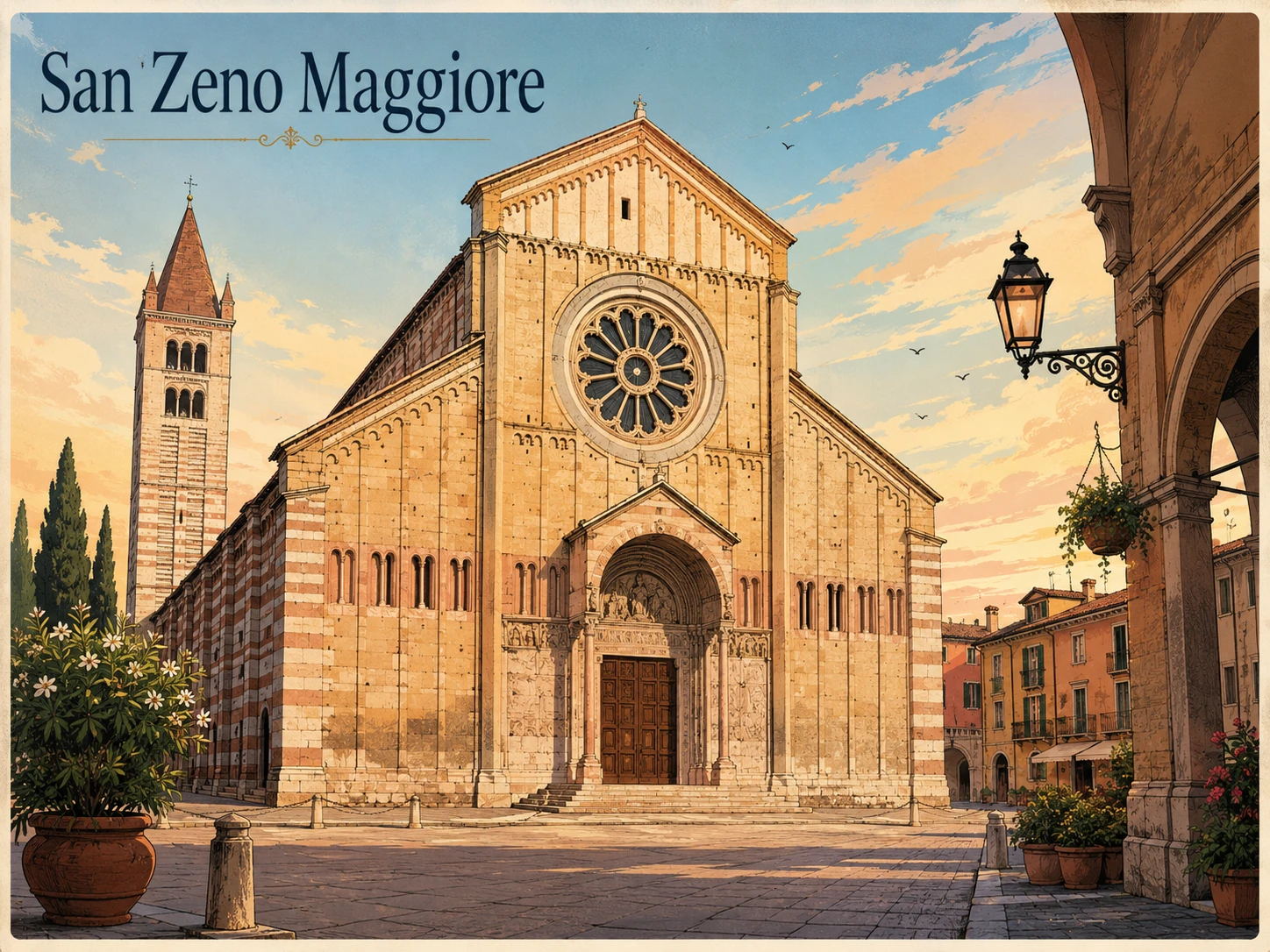 Basilica di San Zeno Maggiore in warm evening light